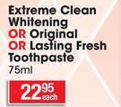 Aquafresh Extreme Clean Whitening Or Original Or Lasting Fresh Toothpaste-75ml Each