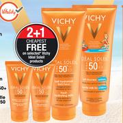 Vichy Mattifying Dry Touch Face Fluid SPF50 Or Skin Protecting Velvety Cream SPF50+-50ml Each