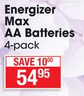 Energizer Max AA Batteries-4's Per Pack