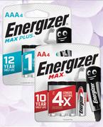 Energizer Max Plus AAA Batteries-4's Per Pack