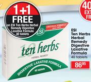 ESI Ten Herbs Herbal Remedy Digestive Laxative Formula-40 Tablets