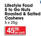 Lifestyle Food 5 To Go Nuts Roasted & Salted-5X25g Per Pack