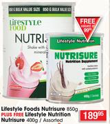 Lifestyle Foods Nutrisure 850g Plus Free Lifestyle Nutrition Nutrisure 400g