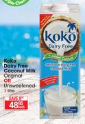 KoKo Dairy Free Coconut Milk Original Or Sweetened-1Ltr Each