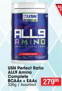USN Perfect Ratio All9 Amino Complete BCAAs+EAAs 330g-Each
