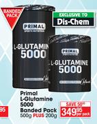 Primal L-Glutamine 5000 Banded Pack 500g Plus 200g-Per Pack