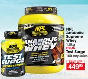 NPL Anabolic Supreme Whey 1.8Kg Plus Teat Surge 100 Capsules