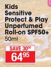 Nivea Sun Kids Sensitive Protect & Play Unperfumed Roll On SPF50+-50ml