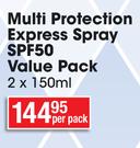 Sun Lab Multi Protection Express Spray SPF50 Value Pack-2 x 150ml Per Pack