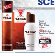 Tabac Original After Shave Lotion-150ml Plus Original Deodorant Spray 250ml-Per Pack