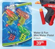 Water & Fun Mini Water Pistol (4 Pack)