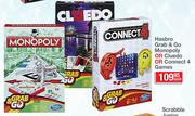 Hasbro Grab & Go Monopoly Or Cluedo Or Connect 4 Games-Each