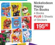 Nickelodeon Happy Tin Books (4 Books) Plus 5 Sheets Of Stickers