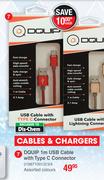 DQUIP 1m USB Cable With Type C Connector Assorted Colours