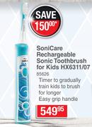 Philips Sonicare Rechargeable Sonic Toothbrush For Kids HX6311/07