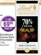 Lindt Excellence Cocoa Dark Chocolate Assorted-2 x 100g