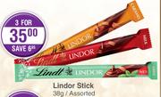 Lindt Lindor Stick Assorted-3 x 38g
