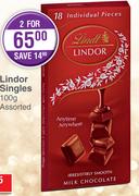 Lindt Lindor Singles Assorted-2 x 100g