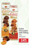 Delafaille Cubix Chocolate With Filling Assorted-40g Each
