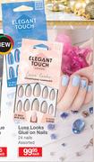 Elegant Touch Luxe Looks Glue On Nails-24 Nails Each