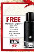 Lady Emblem EDP 75ml With Free Montblanc Explorer EDP 30ML-For Both