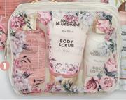Nature's Nourishment Rose Blush Toiletry Gift Set Plus Toiletry Bag 4 Piece