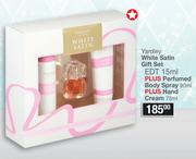 Yardley White Satin Gift Set Of EDT 15ml + Perfumed Body Spray 90ml + Hand Cream 75ml