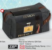 Revlon Fire & Ice Inferno Gift Set Of EDT 100ml + Deodorant Body Spray 120ml + Toiletry Bag