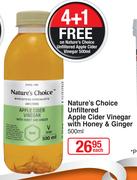 Nature's Choice Unfiltered Apple Cider Vinegar With Honey & Ginger-500ml Each
