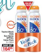 Techni Block Kids Sun Spray SPF50+ Value Pack-2x150ml