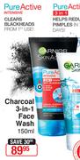 Garnier Charcoal 3 In 1 Face Wash-150ml 
