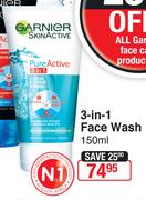 Garnier 3 In 1 Face Wash-150ml 