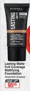 Rimmel London Lasting Matte Full Coverage Mattfying Foundation (Assorted Shades)