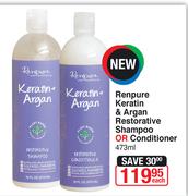 Renpure Kertain & Argan Restorative Shampoo Or Conditioner 473ml-Each