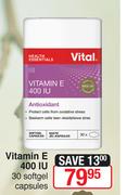 Vital Vitamin E 400 IU-30 Softgel Capsules