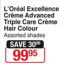 L'Oreal Excellence Creme Advanced Triple Care Creme Hair Colour (Assorted Shades)