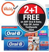 Oral-B Kids Or Junior Toothpaste 3+ Years, 6+ Years Assorted-75ml Each