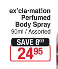 Coty Exclamation Perfumed Body Spray-90ml Assorted