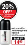 Coty Exclamation Anti-Perspirant Roll-On 50ml Assorted