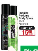 Impulse Perfume Body Spray 90ml Assorted-Each
