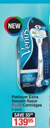 Gillette Venus Platinum Extra Smooth Razor Plus Cartridges 2 Pack