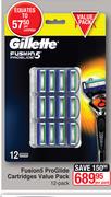 Gillette Fusion 5 Pro Glide Cartridges Value Pack 12 Pack-Per Pack