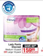 Tena Lady Pants Discreet Medium 12 Pack Or Large 10 Pack-Per Pack