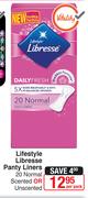 Lifestyle Libresse Panty Liners 20 Normal Scented Or Unscented-Per Pack