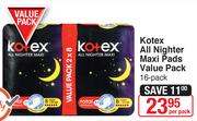 Kotex All Nighter Maxi Pads Value Pack 16 Pack-Per Pack