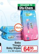 Baby Things Baby Wipes 3 x 80 Wipes-Per Pack