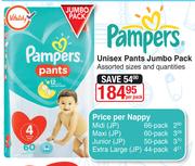 Pampers Unisex Pants Jumbo Pack Assorted Sizes & Quantities-Per Pack