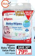 Pigeon Baby Wipes Value Pack 328 Wipes-Per Pack