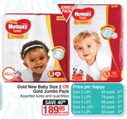 Huggies Gold New Baby Size 2 Or Gold Jumbo Pack Assorted Sizes & Quantities-Per Pack
