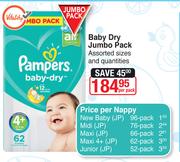 Pampers Baby Dry Jumbo Pack Assorted Sizes & Quantities-Per Pack